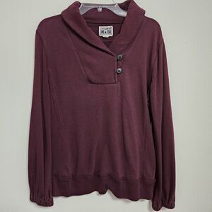 Converse One Star Collared Sweatshirt Burgundy Womens Size L